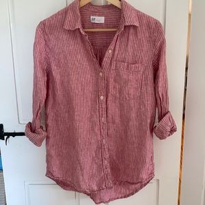 Gap Boyfriend Fit Linen Button Up Shirt